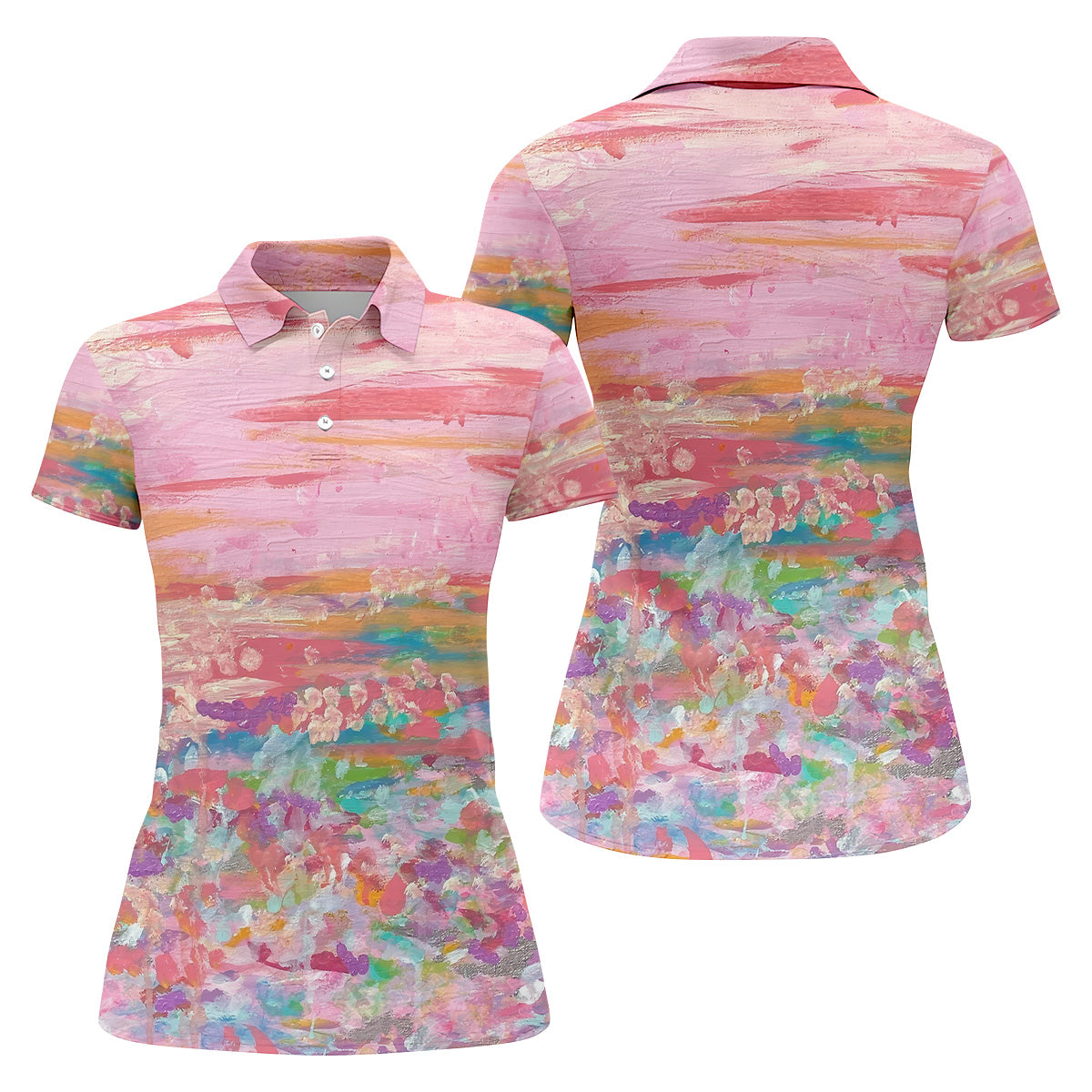 Ombre Colorful Breast Cancer Golf Shirt, Couple Golf Shirt, Matching Golf Shirt, His And Hers Golf Shirts