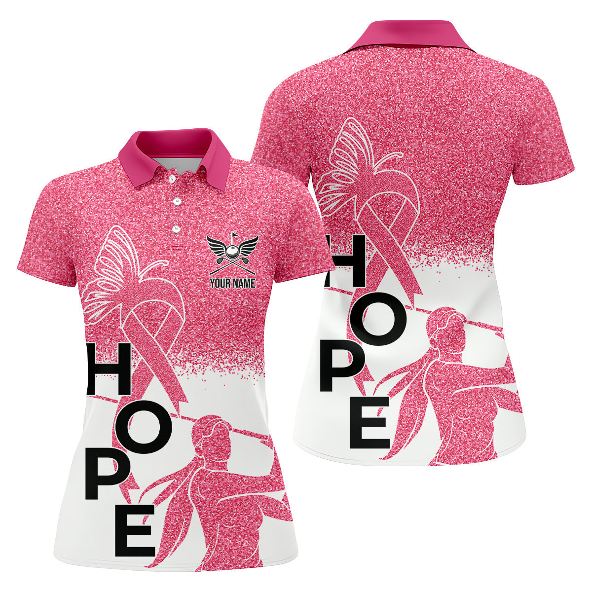 Hope Breast Cancer Golf Shirt, Breast Cancer Support Shirts, Ladies Golf Shirt, Womens Sleeveless Polo Shirt