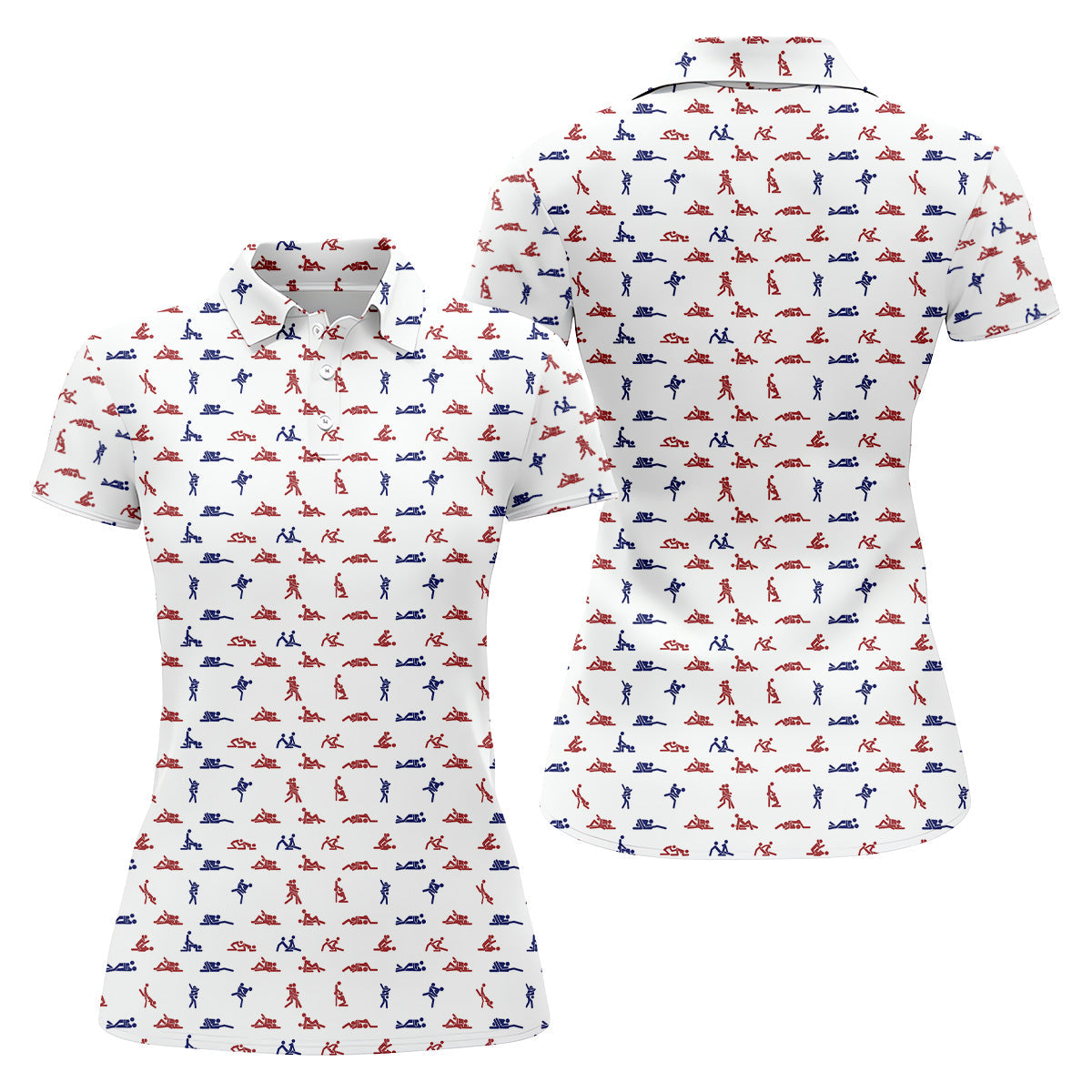 Funny Stick Figure Women's Golf Polo Shirt, Funny Position Golf Shirt, Ladies Sleeveless Golf Shirts, Women Golf Gift