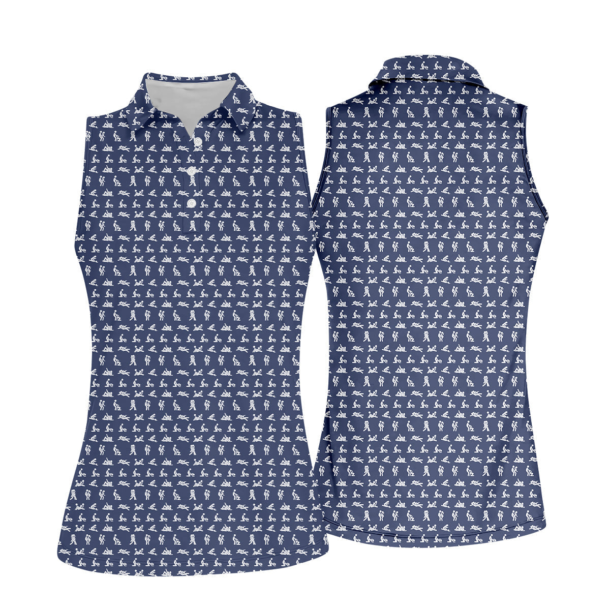 Stick Figure Couple Fun Womens Golf Shirts, Ladies Sleeveless Tops, Matching Golf Shirt, Womens Golf Tops