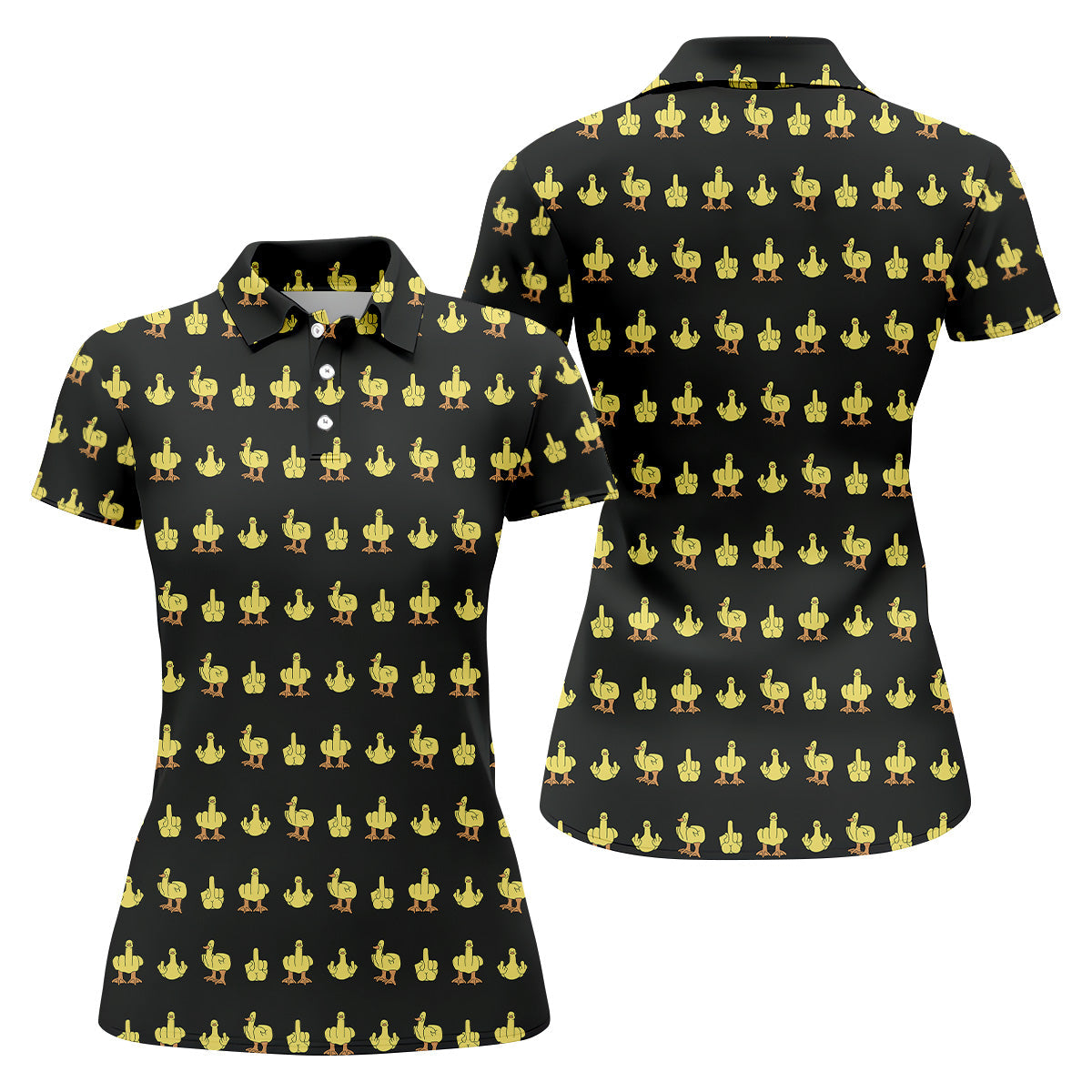 Funny Yellow Ducks Golf Polo Shirt, Funny Middle Finger Golf Shirt, Fun Womens Golf Shirts, Ladies Golf Shirt
