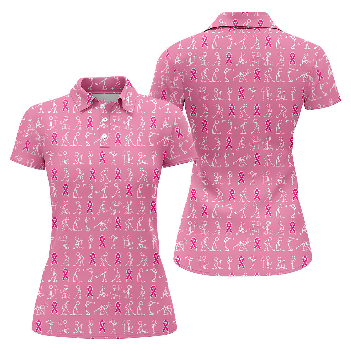 Breast Cancer Funny Figure Golf Shirt, Breast Cancer Awareness Shirts, Couple Golf Shirt. Matching Golf Shirt