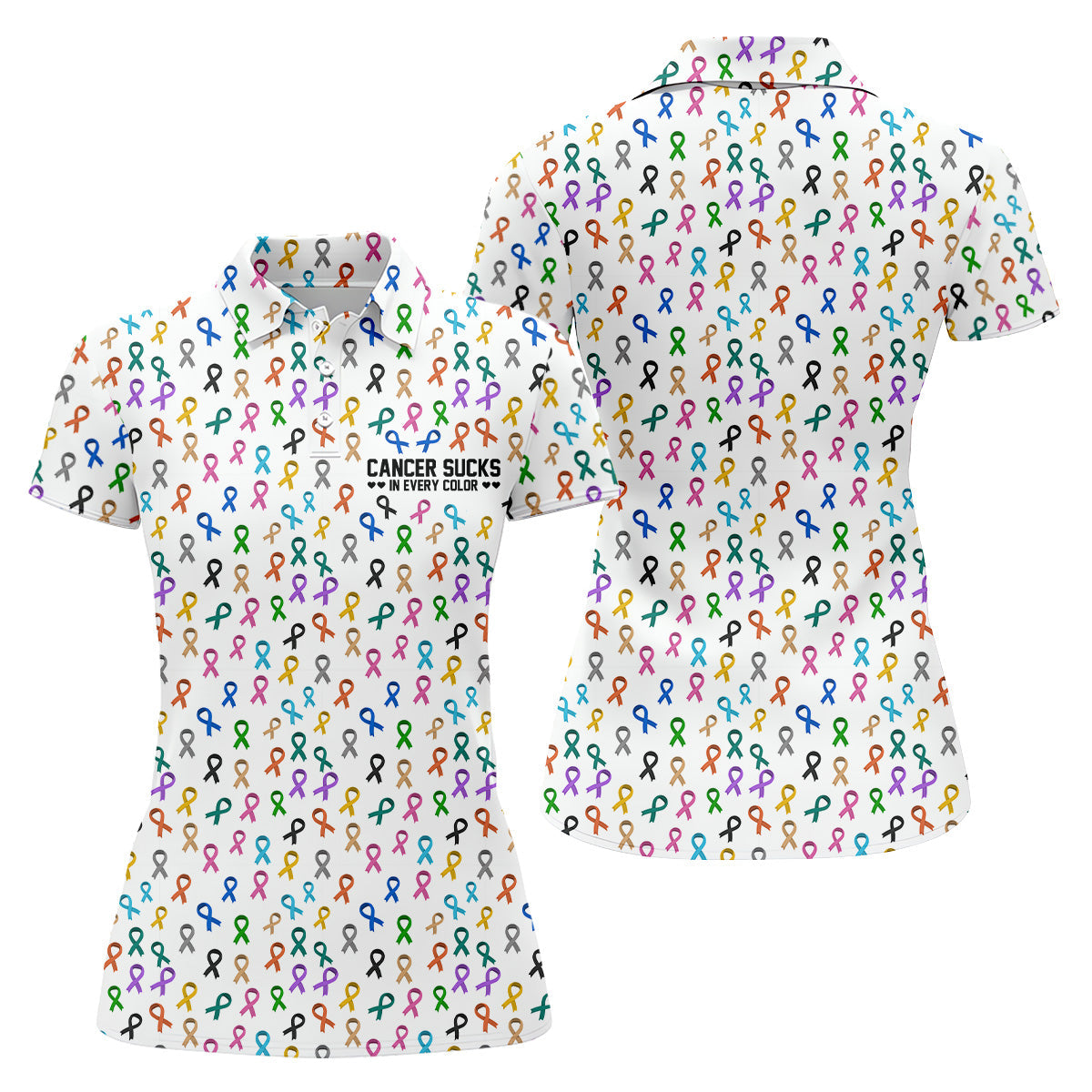 Cancer Sucks In Every Color, Cancer Survivor Shirt, Couple Golf Shirt, Matching Golf Shirt, His And Hers Golf Shirts