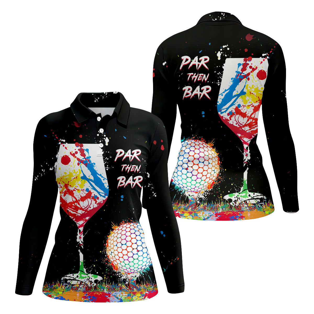 Par Then Bar Sleeveless Womens Golf Shirts, Fun Womens Golf Shirts, Ladies Long Sleeve Golf Shirts