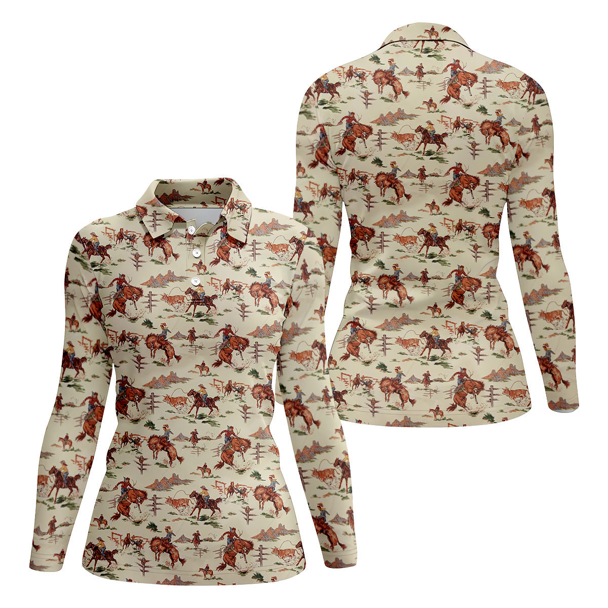 The Way Of The West Western Golf Shirt, Women's Long Sleeve Golf Shirts, Ladies Golf Shirts