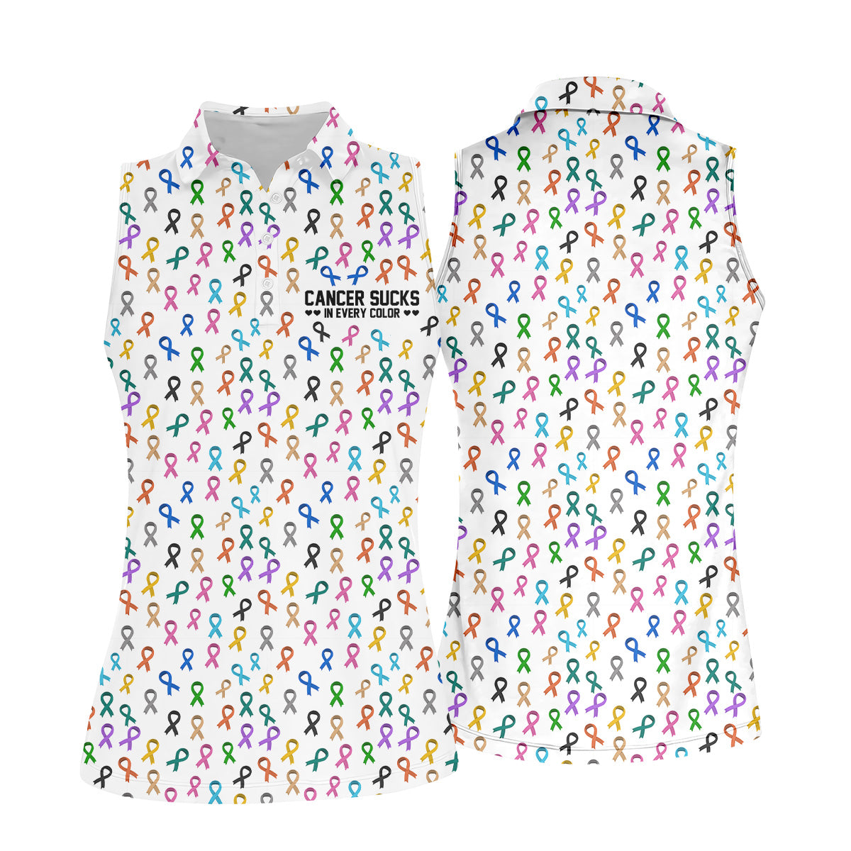 Cancer Sucks In Every Color, Cancer Survivor Shirt, Couple Golf Shirt, Matching Golf Shirt, His And Hers Golf Shirts