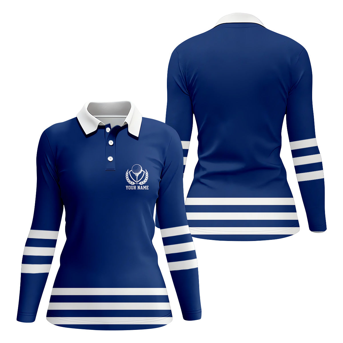 Blue And White Striped Golf Shirt, Women's Long Sleeve Golf Shirts, Cool Golf Gifts, Ladies Golf Shirts, Golfing Apparel