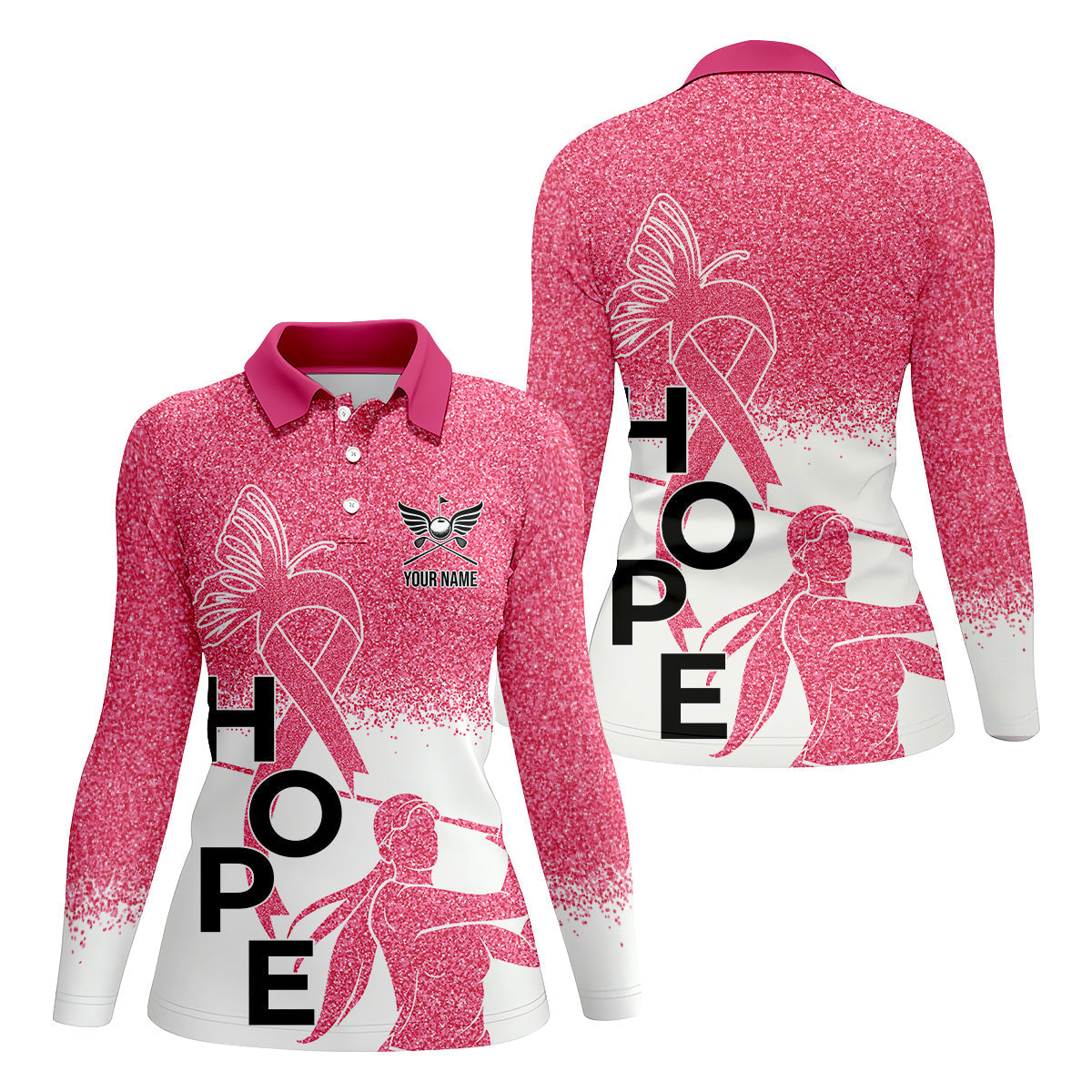 Hope Breast Cancer Golf Shirt, Breast Cancer Support Shirts, Ladies Golf Shirt, Womens Sleeveless Polo Shirt