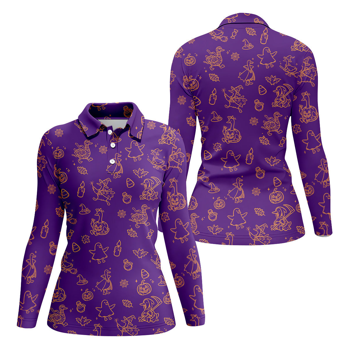 Goose Halloween, Doodle Pattern, Purple Golf Shirt, Sleeveless Womens Golf Shirts, Women Golf Top, Ladies Golf Shirts