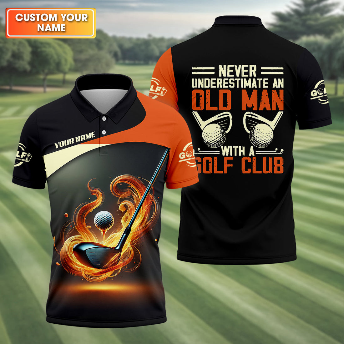 Never Underestimate An Old Man With A Golf Club Custom Funny Golf Polo Shirt, Christmas Golf Gift