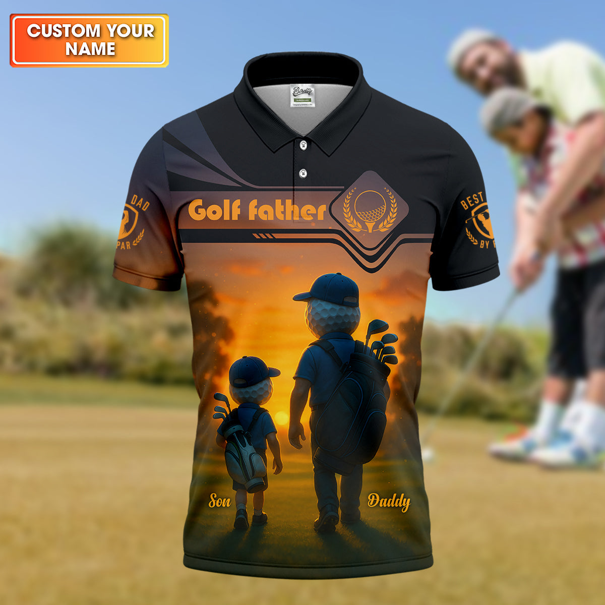 Golf Father Custom Men's Golf Polo Shirt, Funny Golf Shirt, Christmas Golf Gift