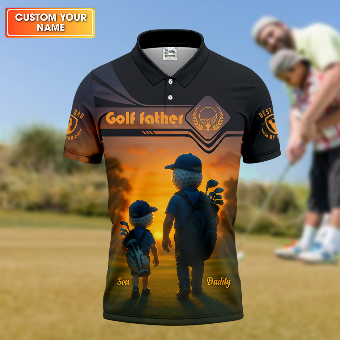 Golf Father Custom Men's Golf Polo Shirt, Funny Golf Shirt, Christmas Golf Gift