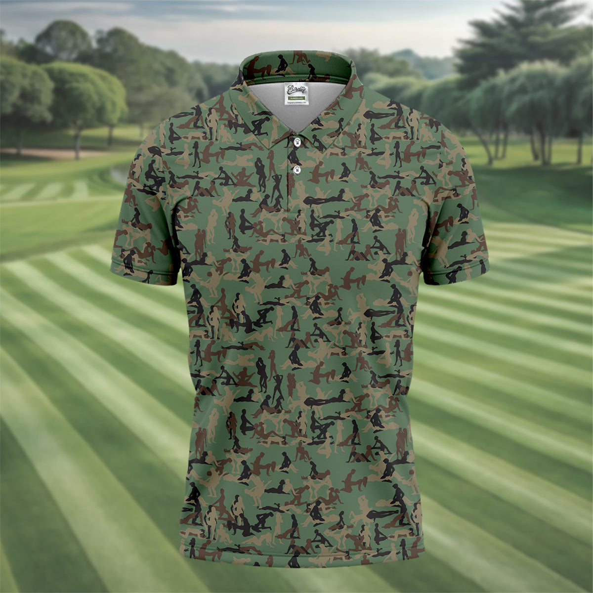 Sex Positions Stick Figure Camo Golf Shirt, Mens Golf Polo Shirts, Cool Golf Gift, Golfing Apparel