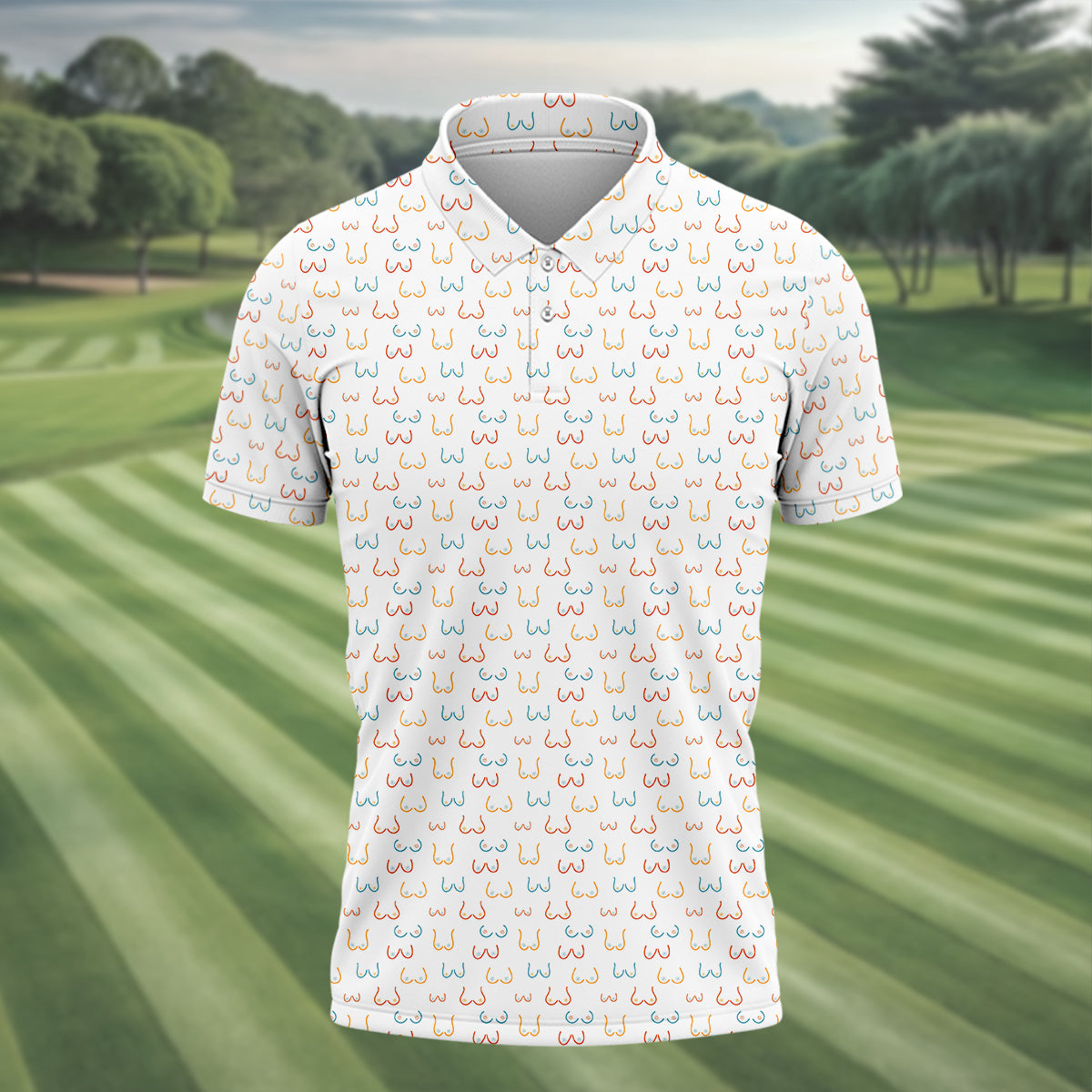 Funny Boobs Men's Golf Polo Shirt, Dad Golf Shirt, Christmas Golf Gift