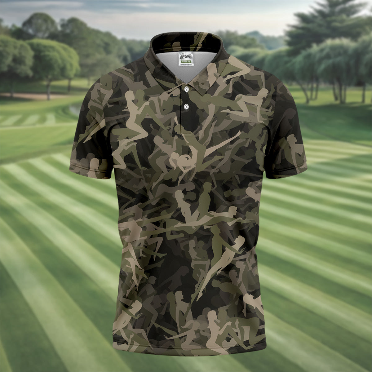 Funny Sex Positions Stick Figure Camo Golf Tops For Men, Unique Gift For Golfer, Men's Golf Polo