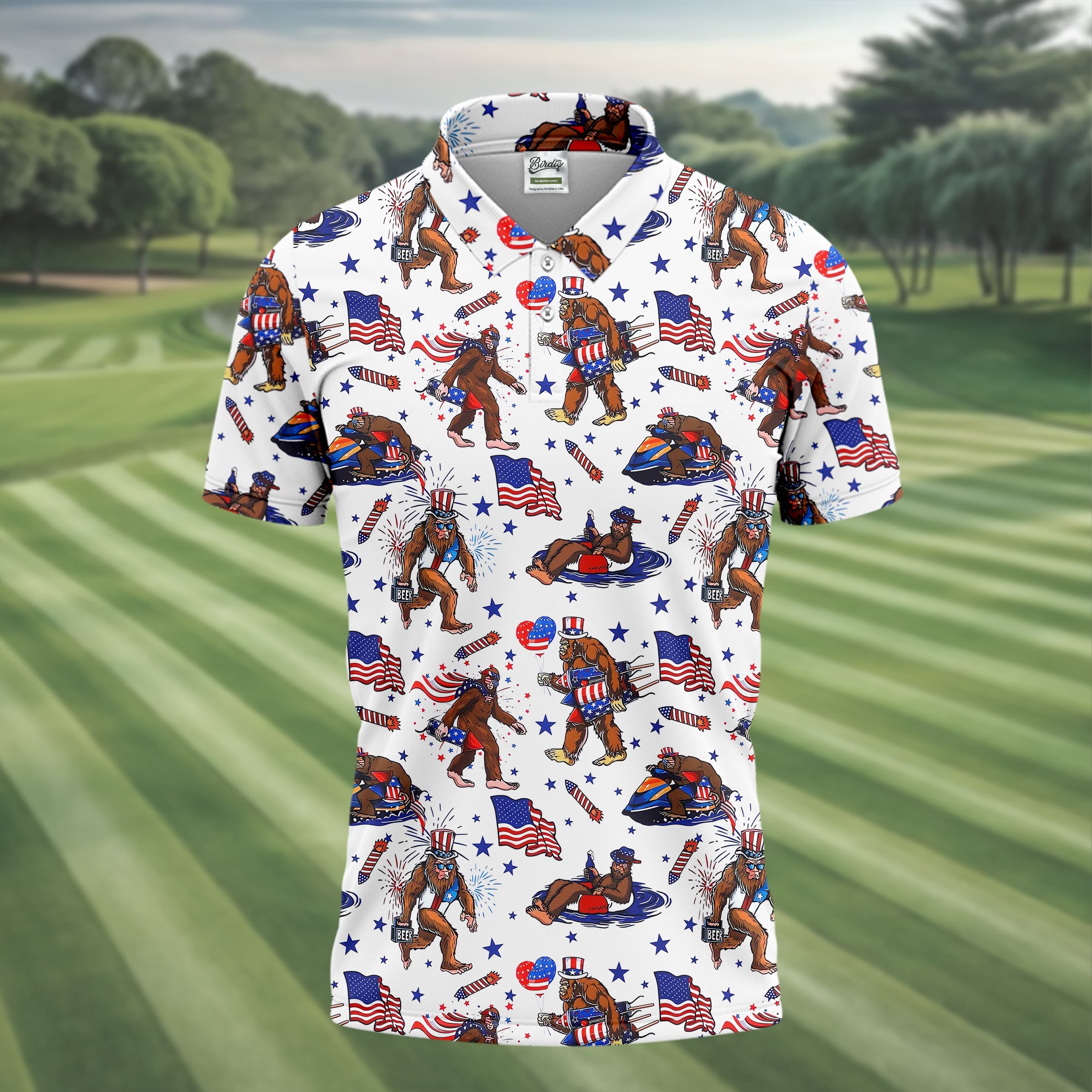 Bigfoot Sasquatch Funny Golf Polo Shirt, Christmas Golf Gift, Dad Golf Gift