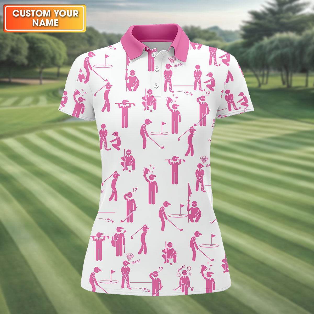 Personalized Womens Patterned Golf Shirts, Golf Gifts For Women, Womens Sleeveless Polo, Matching Golf Shirts