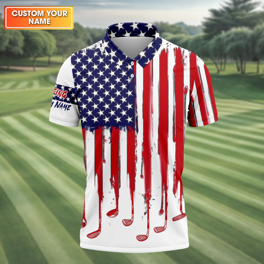 American Flag Custom Golf Polo Shirt, Funny Golf Shirt, Gift For Golfers