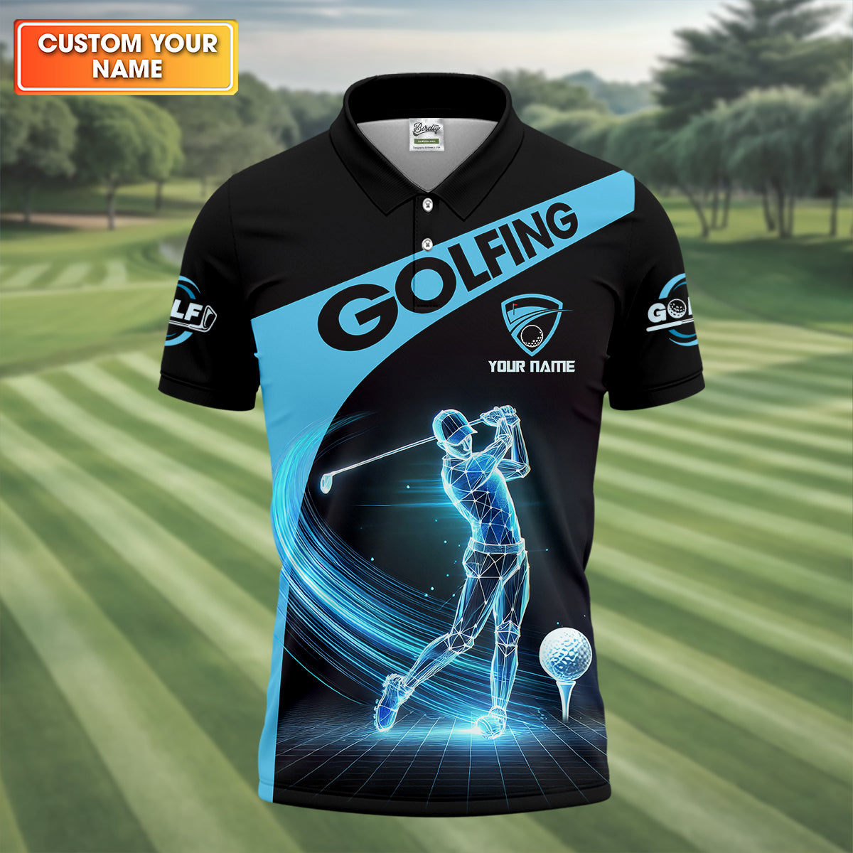 Swing Swear Look For Ball Repeat Custom Funny Golf Polo Shirt, Dad Golf Gifts