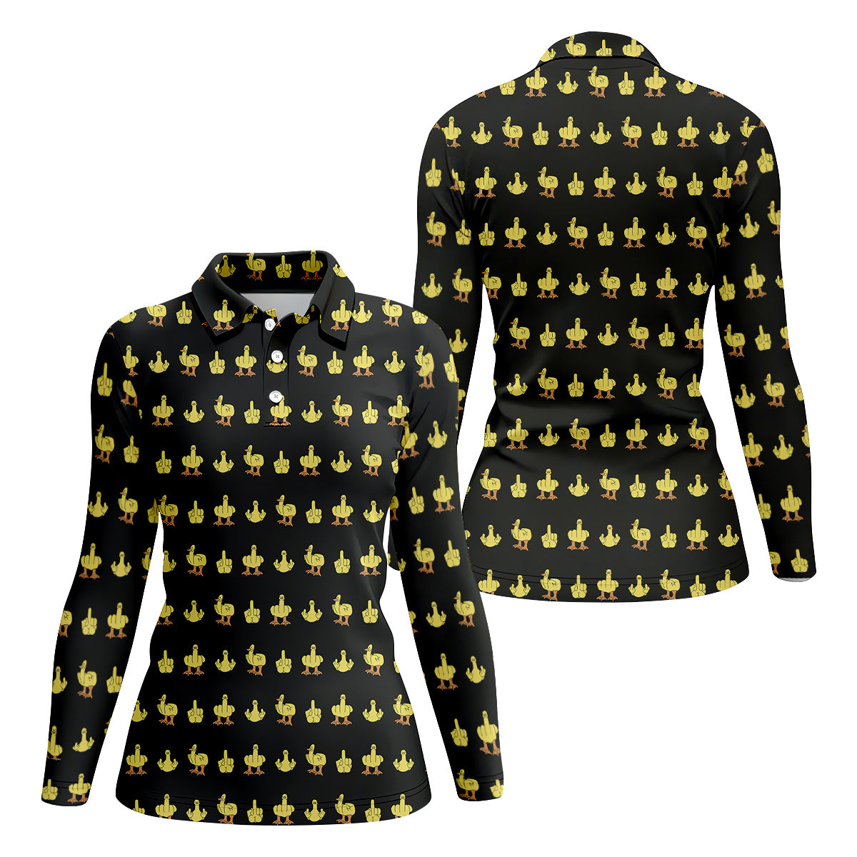 Funny Yellow Ducks Golf Polo Shirt, Funny Middle Finger Golf Shirt, Fun Womens Golf Shirts, Ladies Golf Shirt