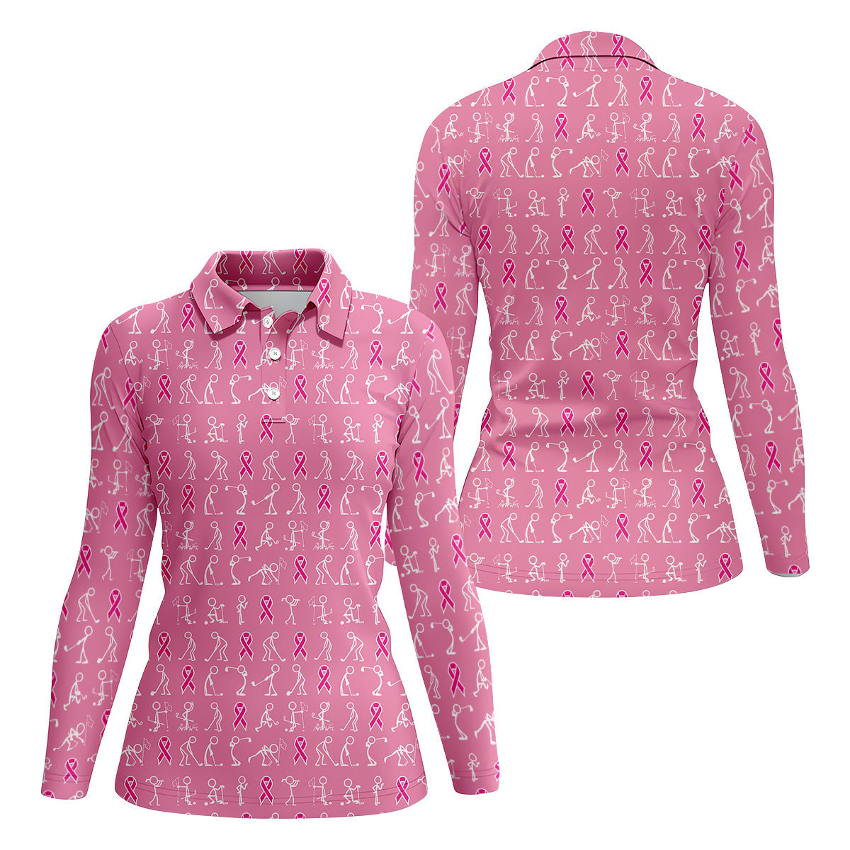 Breast Cancer Funny Figure Golf Shirt, Breast Cancer Awareness Shirts, Couple Golf Shirt. Matching Golf Shirt