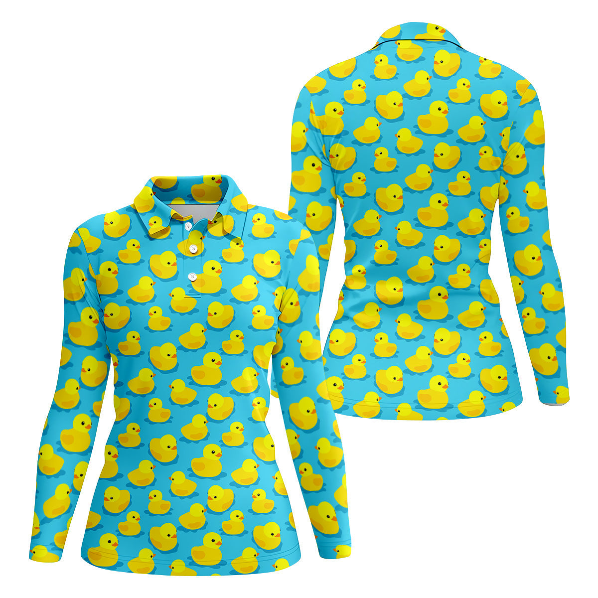 Funny Yellow Ducks Golf Polo Shirt, Fun Womens Golf Shirts, Ladies Golf Shirt, Golf Gift For Her
