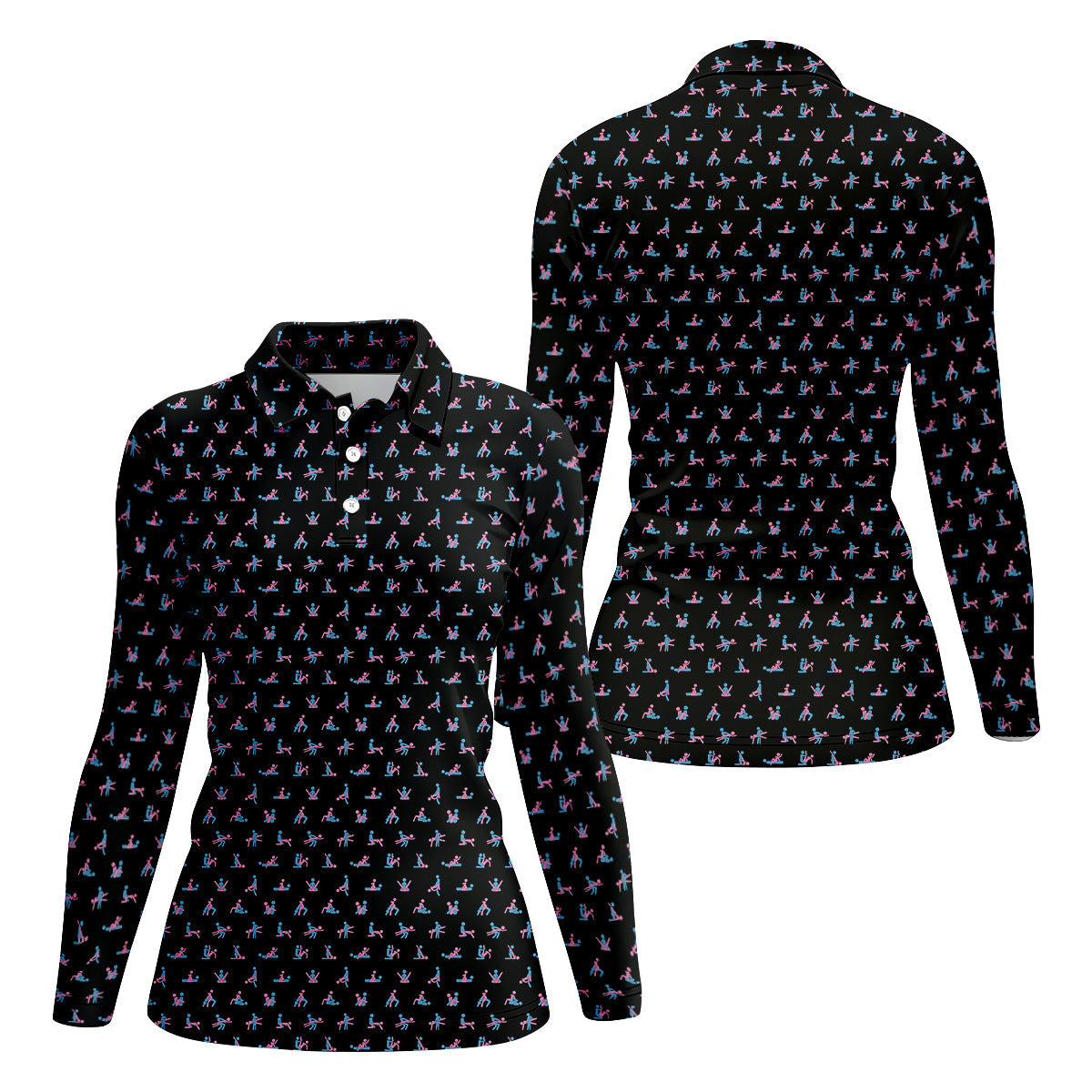 Funny Stick Figure Golf Polo Shirt, Funny Position Golf Shirt, Fun Womens Golf Shirts, Ladies Golf Shirt