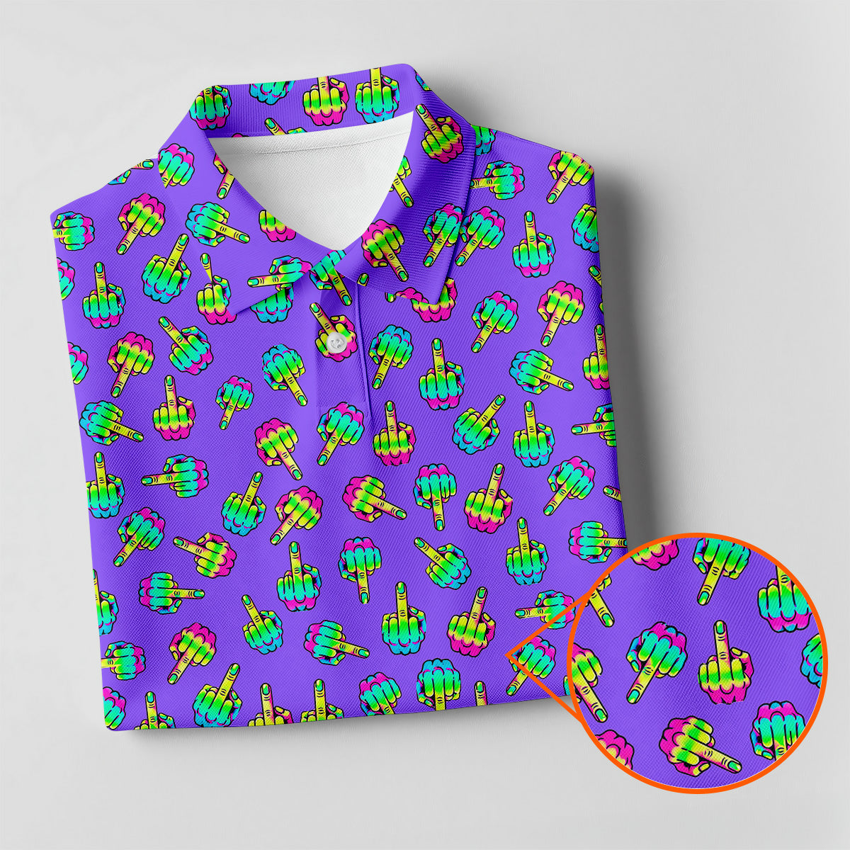 Neon Middle Finger Purple Golf Shirt, Funny Golf Shirt, Ladies Golf Polos, Cool Golf Gift