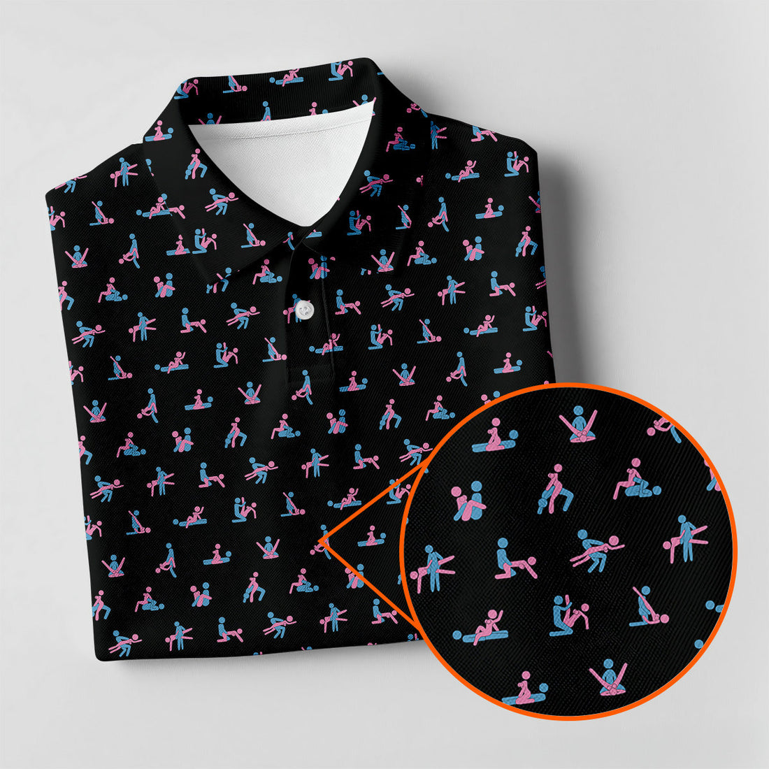 Funny Stick Figure Men's Golf Polo Shirt, Funny Position Golf Polo, Fun Men Golf Shirts, Golf Gift For Him