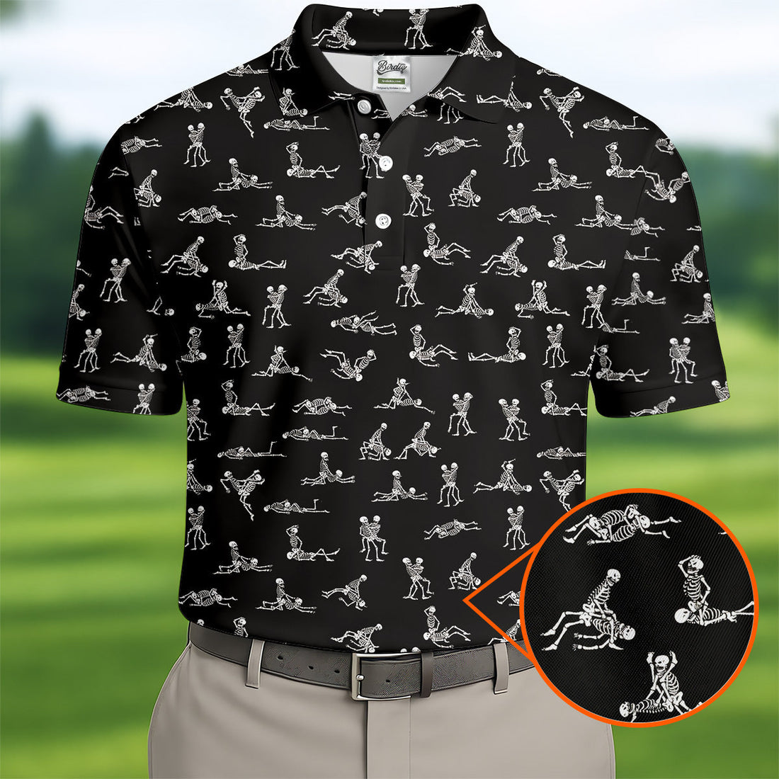 Funny Skeleton Sex Position Golf Shirt, Halloween Gift Idea, Fun Golf Shirts For Men, Unique Gift For Golfer