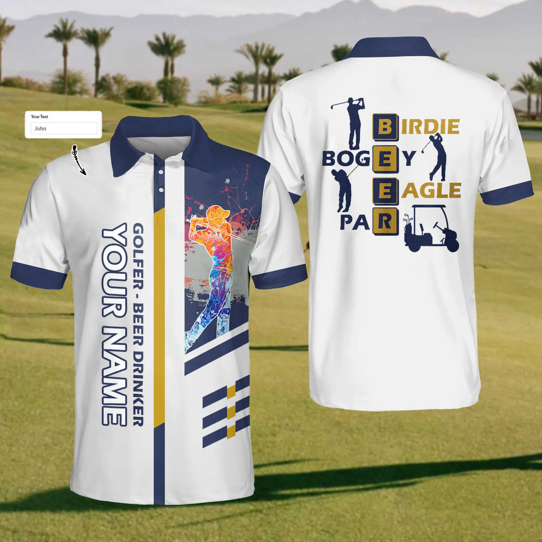 Golfer - Beer Drinker Custom Mens Golf Polo Shirt, Mens Golf Gift, Golf Lover Gift