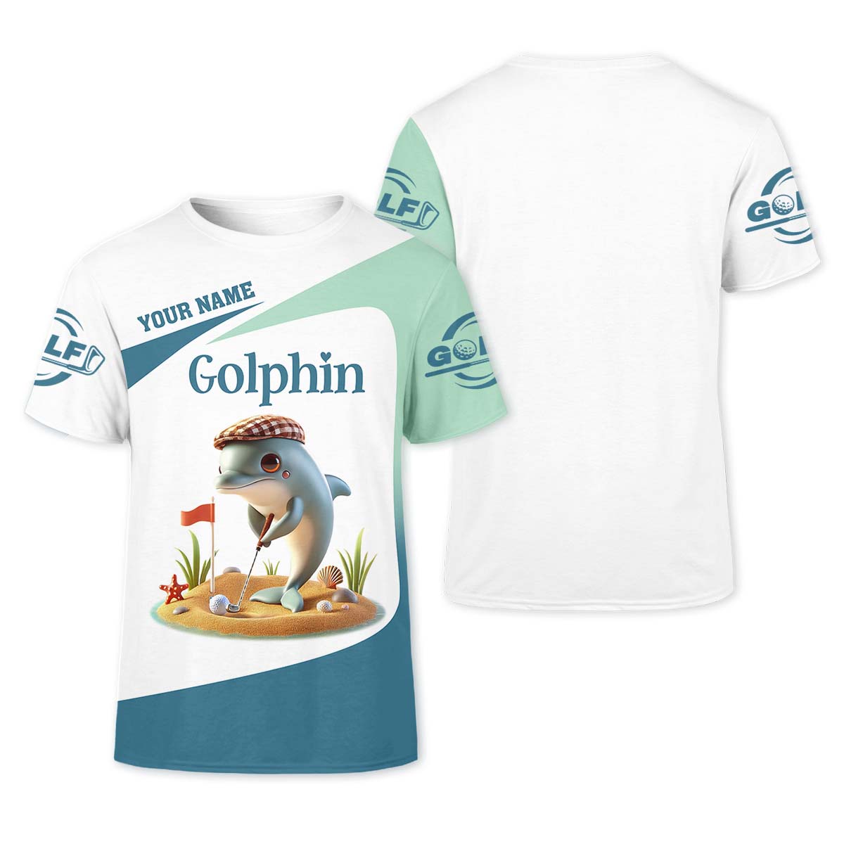 Golfin’ Dolphin Custom Golf Polo Shirt, Ladies Golf Shirts, Womens Golf Gift, Funny Golf Polo Shirt