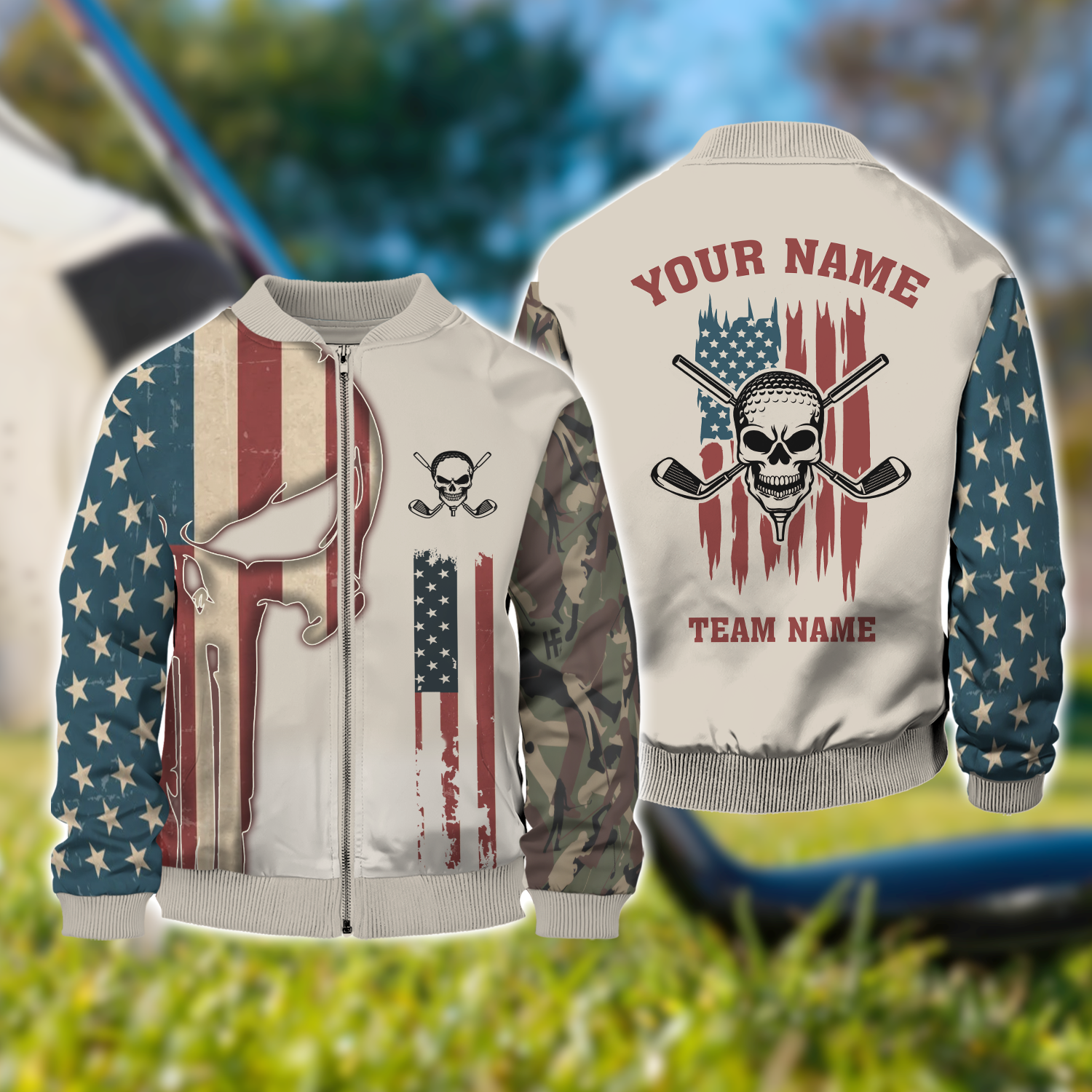 Custom Men's Golf Polo Shirt, Skull Golf Shirt, Patriotic Golf Shirt, Gift For Golfers