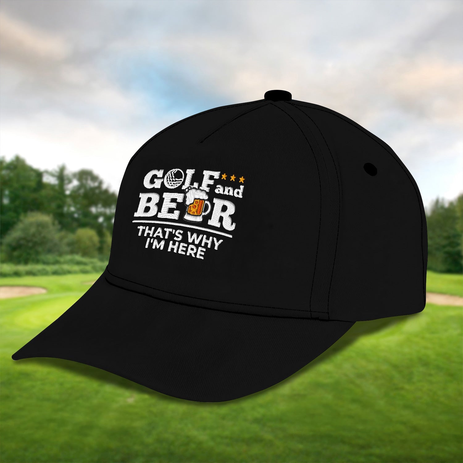 Golf And Beer Embroidered Baseball Cap, Golf Hat, Dad Golf Gift