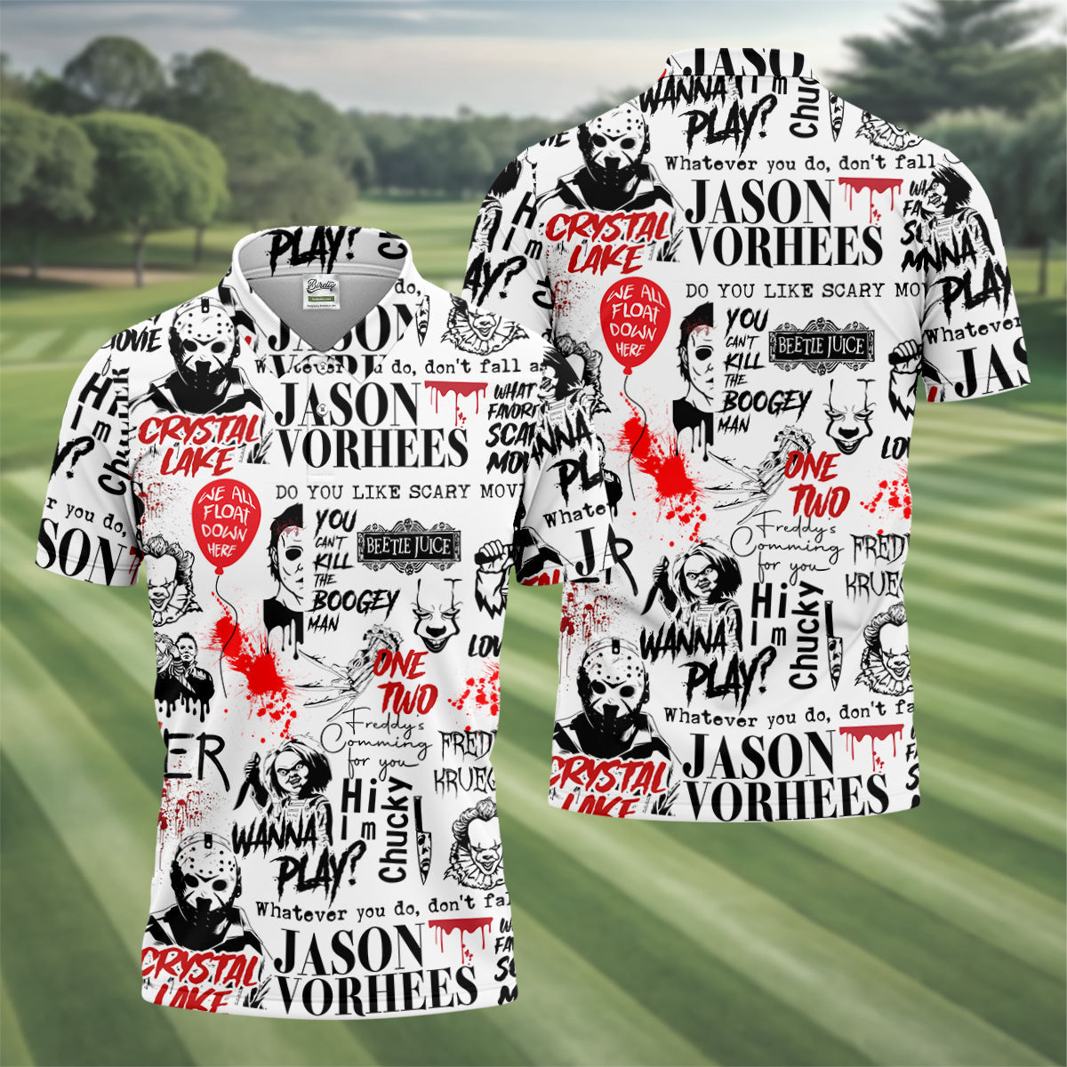 Never Stop Dreaming Halloween Golf Shirt, Mens Funny Golf Shirts, Horror Movie Shirt