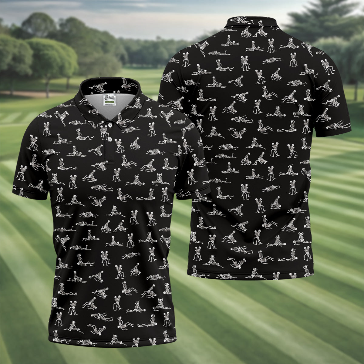 Funny Skeleton Sex Position Golf Shirt, Halloween Gift Idea, Fun Golf Shirts For Men, Unique Gift For Golfer