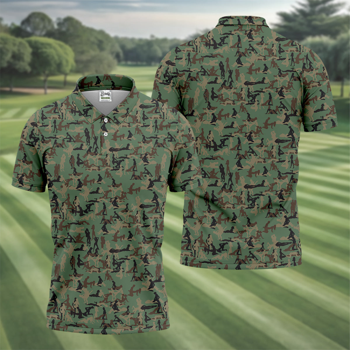 Sex Positions Stick Figure Camo Golf Shirt, Mens Golf Polo Shirts, Cool Golf Gift, Golfing Apparel