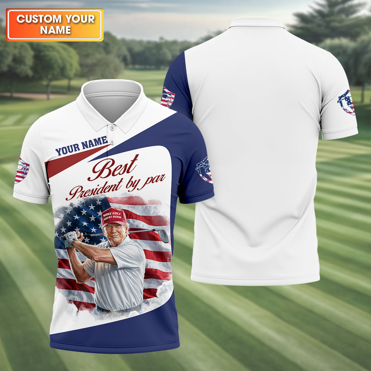 Best President By Par Custom Funny Golf Polo Shirt, Trump Shirt, Christmas Golf Gift