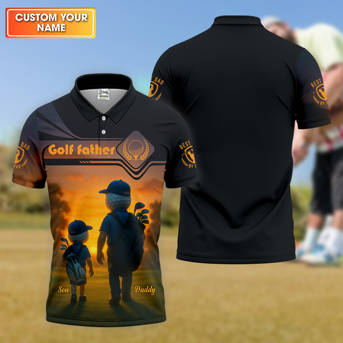 Golf Father Custom Men's Golf Polo Shirt, Funny Golf Shirt, Christmas Golf Gift