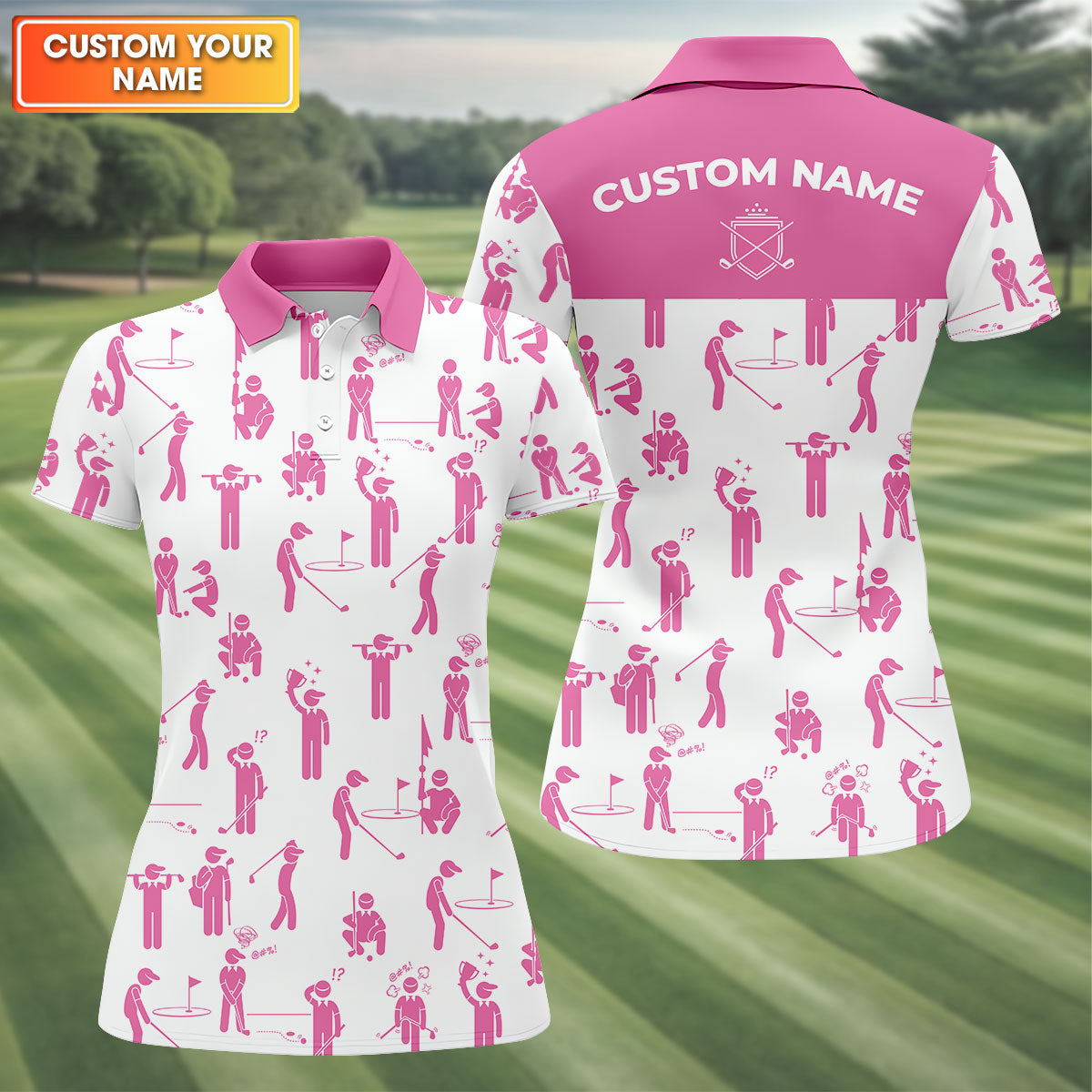 Personalized Womens Patterned Golf Shirts, Golf Gifts For Women, Womens Sleeveless Polo, Matching Golf Shirts