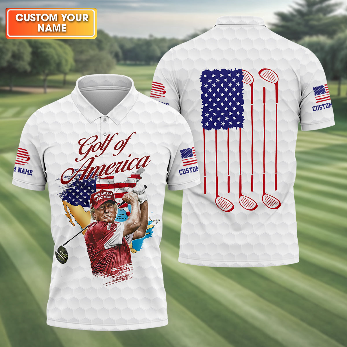 Golf Of America Custom Men's Golf Polo Shirt, Funny Golf Shirt, Christmas Golf Gift