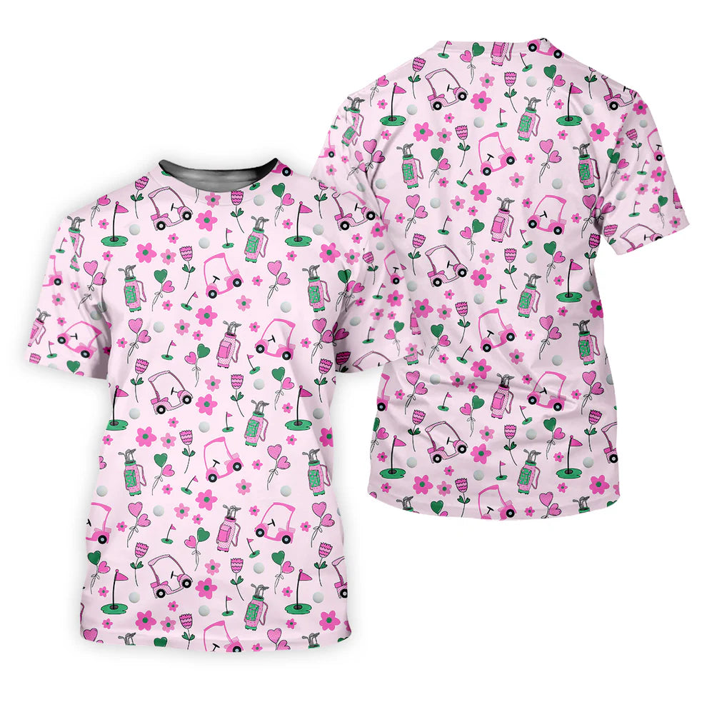 Seamless Pink Green Funny Womens Golf Polo Shirt, Ladies Golf Shirt, Mothers Day Gifts