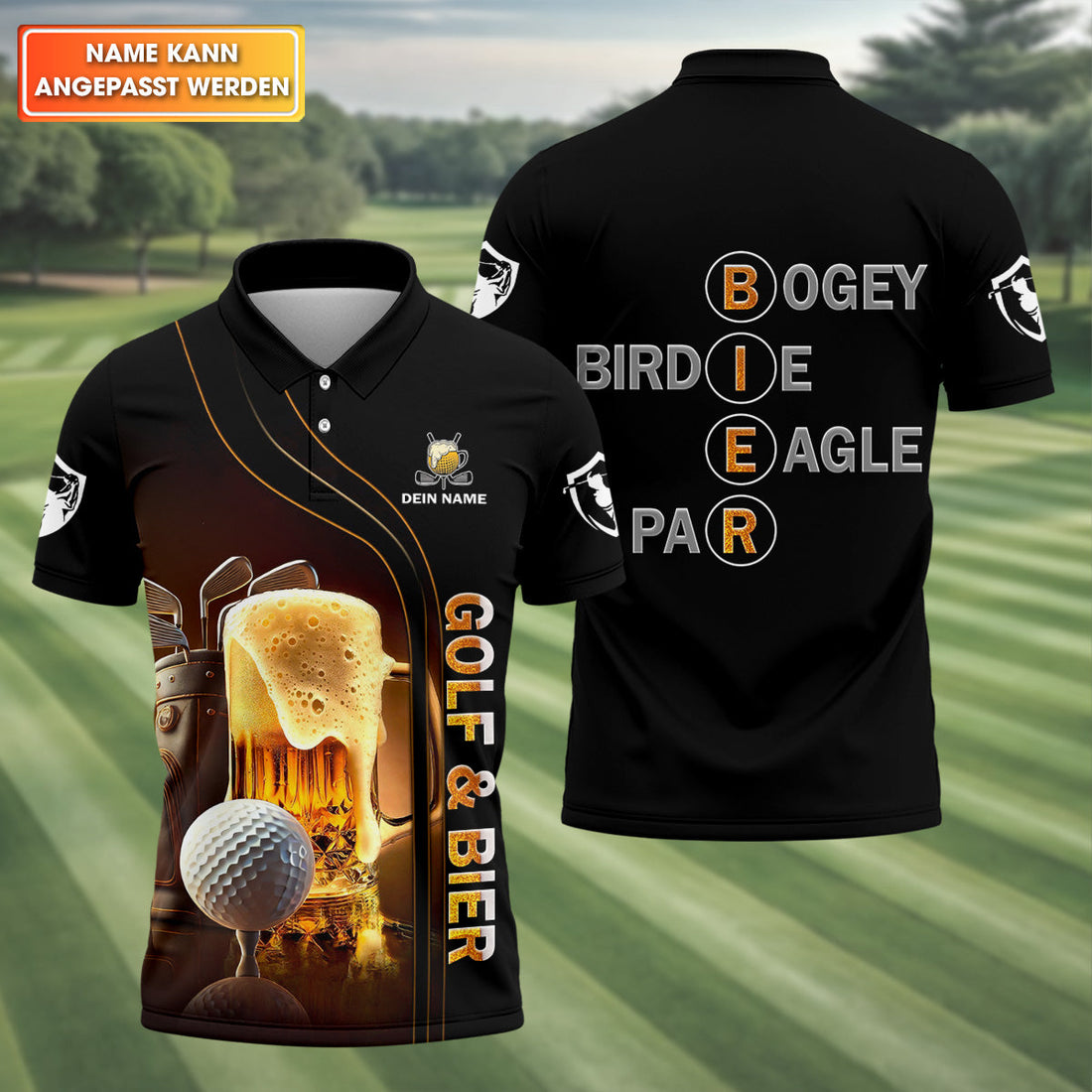 Golf Und Bier Poloshirts Für Herren, Personalisiertes Shirt, Geschenke Zum Vatertag