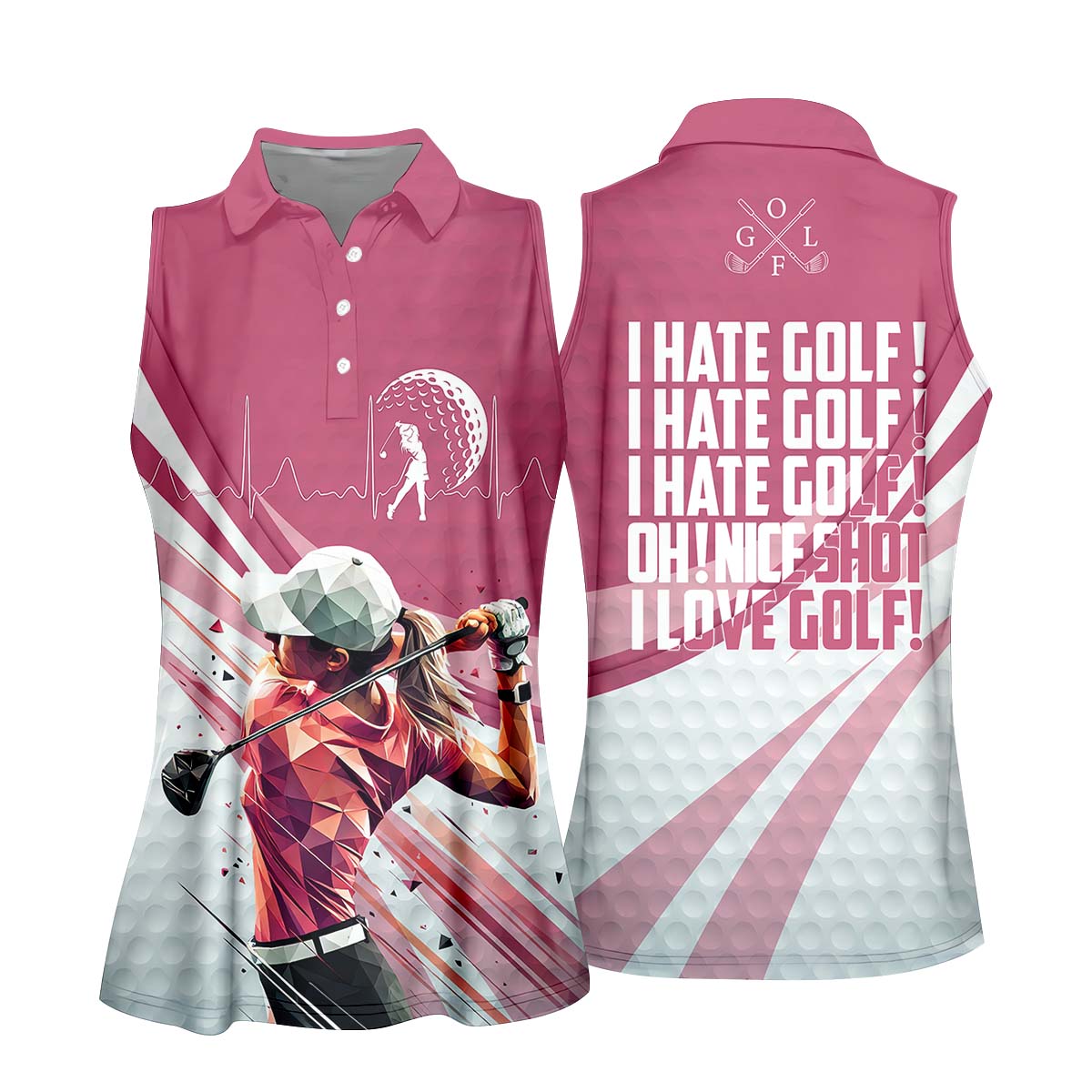 I Hate Golf Nice Shot I Love Golf Custom Womens Golf Polo Shirt, Golfing Apparel, Womens Golf Gifts