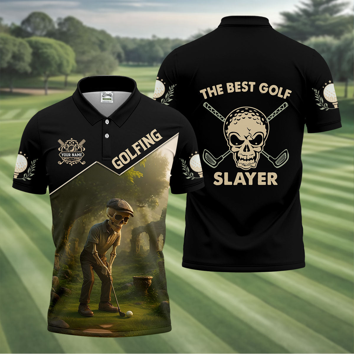 The Best Golf Slayer Custom Golf Polos For Men, Skull Shirt, Golf Shirts For Men, Gift For Golfers
