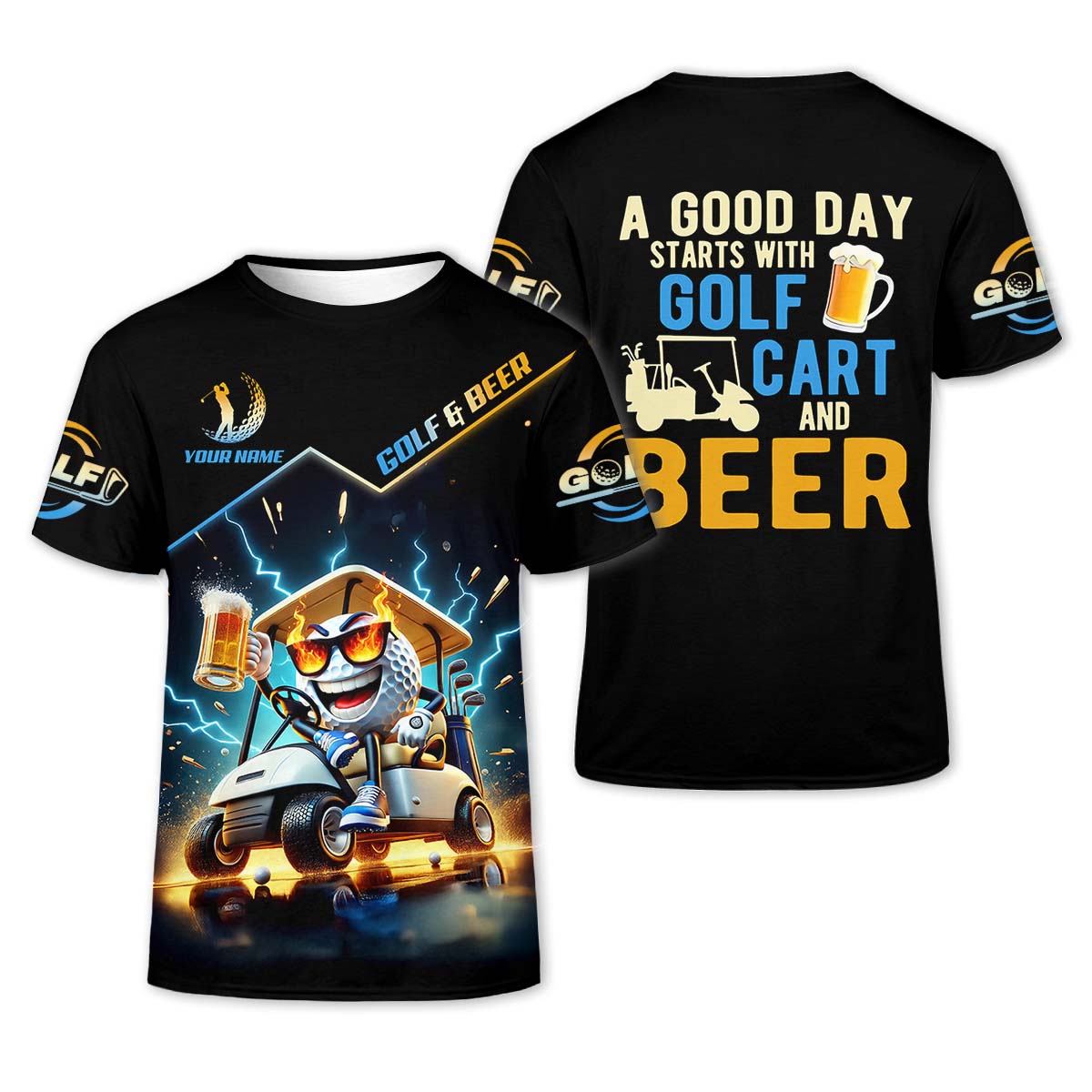 A Good Day Starts With Golf Cart & Beer Custom Golf Polo Shirt, Funny Golf Shirt, Golf Gift For Men