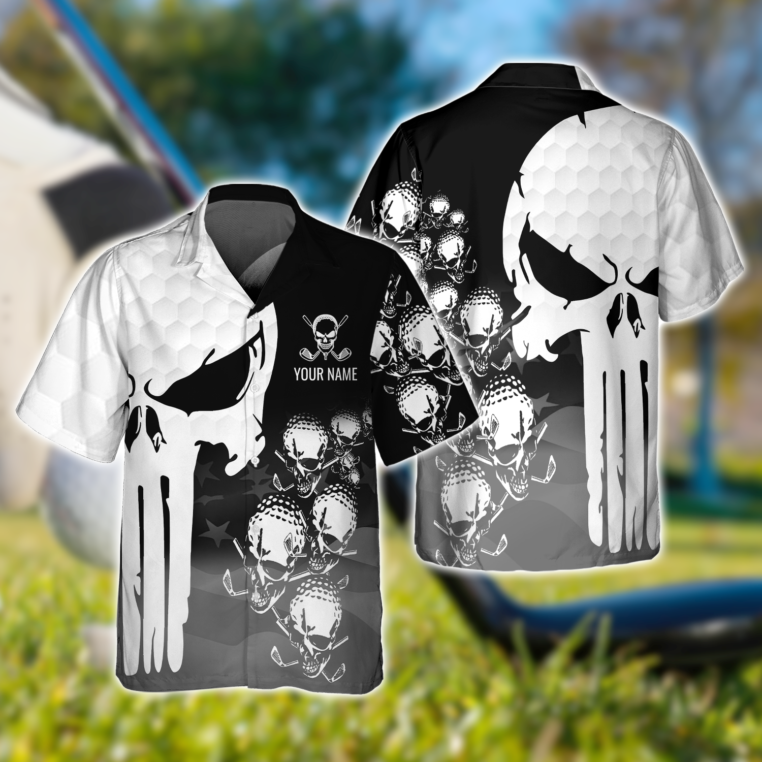 Punisher Skull Golf Polo Shirt, Skull 3D Art Shirt, Golfing Apparel, Gift For Golfers