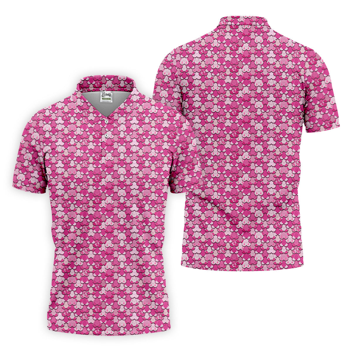 Funny Titties Breast Cancer Polo Shirt, Funny Boobs Golf Shirt, Breast Cancer Golf Shirt, Funny Men Golf Shirt