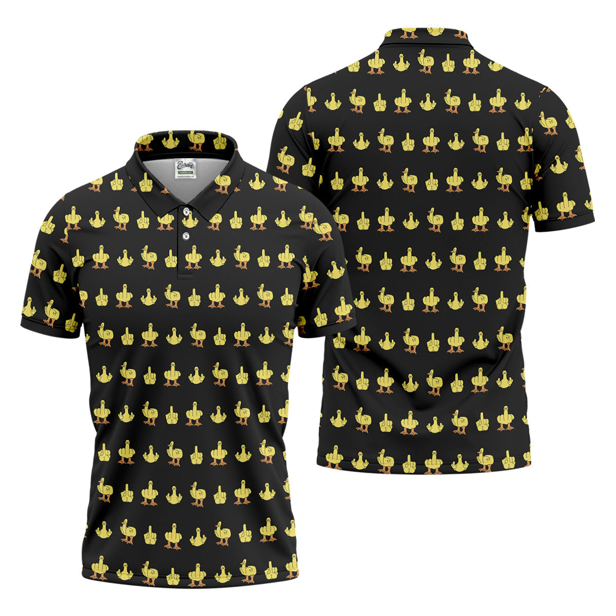 Funny Yellow Duck Men's Golf Polo Shirt, Funny Middle Finger Golf Shirt, Fun Golf Polo Shirt, Golf Gift For Him