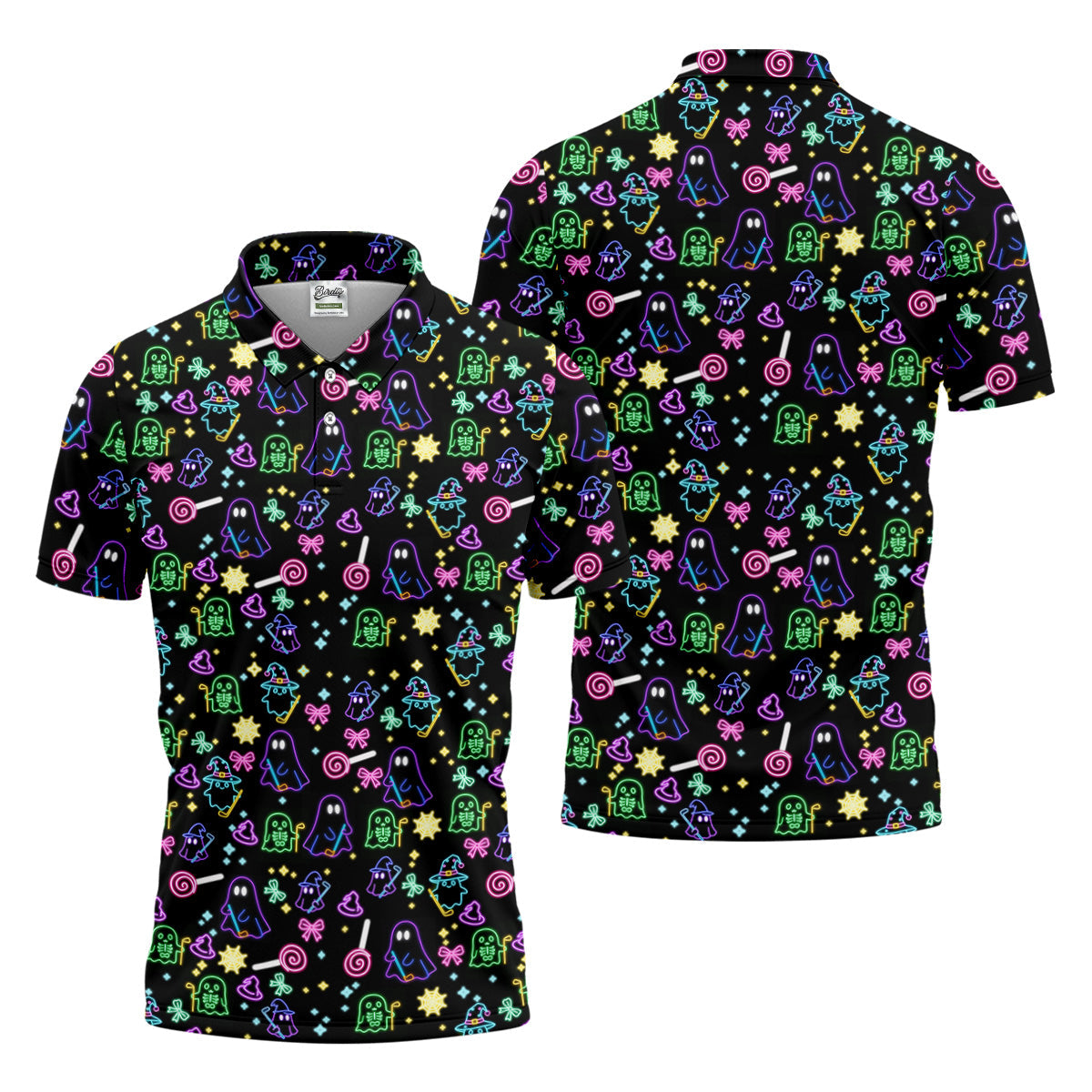 Funny Ghost Golfing Men's Golf Polo Shirt, Funny Halloween Shirt, Fun Golf Polo Shirt, Halloween Gift